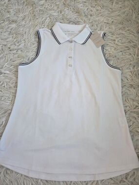 Peter MillarWomen's Canterbury Tipped Sport Mesh Sleeveless Polo Spf 50 Sz M